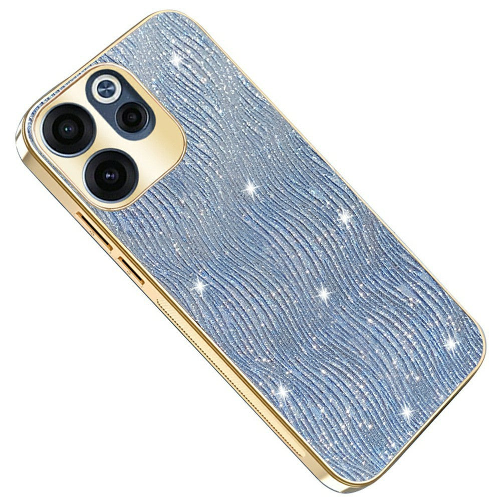 For Oppo Reno15 F 5G Case Electroplating Ripple Texture PU + TPU + PC Phone Back Cover