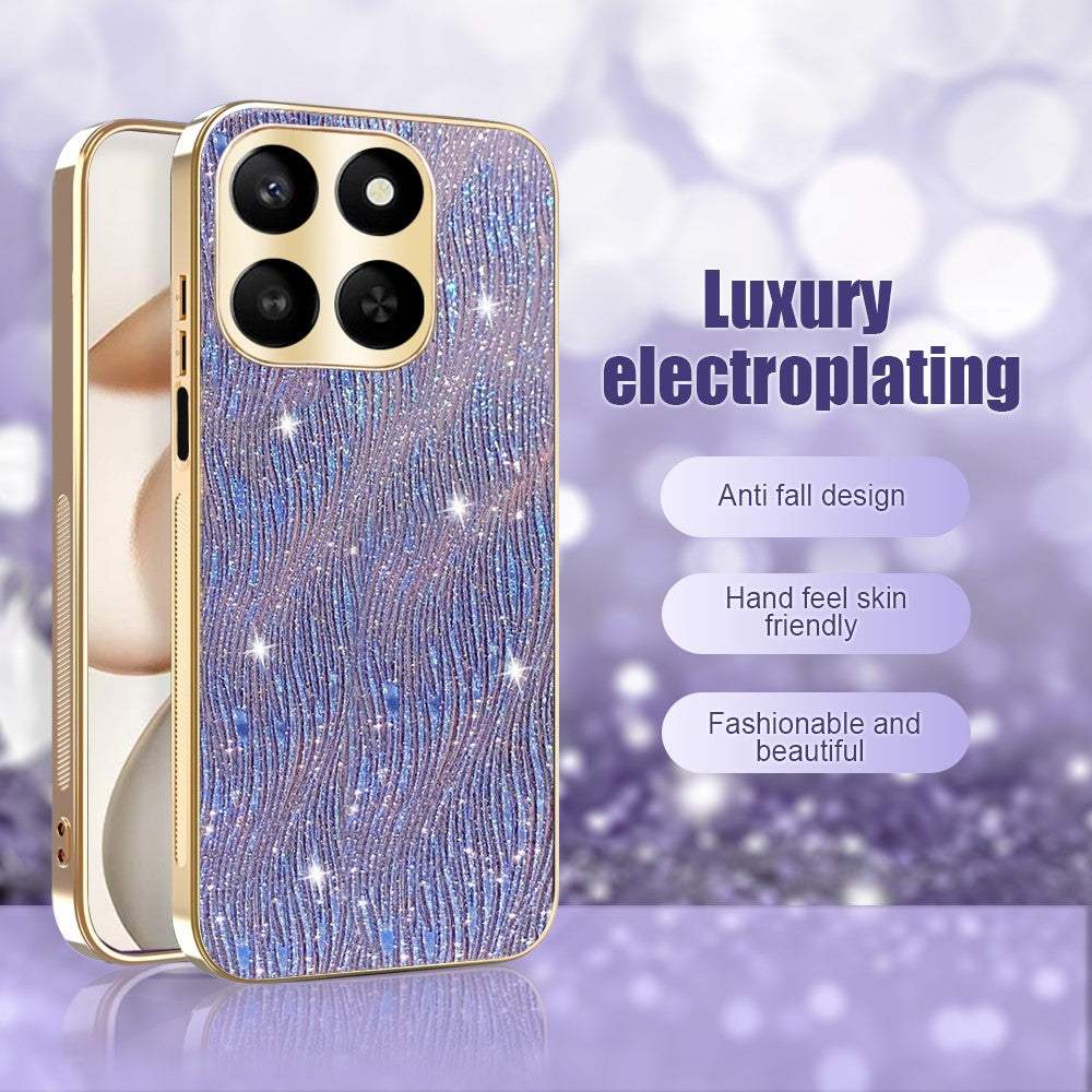 Telefoncover til Honor 400 Smart 4G / 400 Smart 5G / X7d 4G / X7d 5G Galvaniserende Ripple Tekstur PU + TPU + PC Bagcover