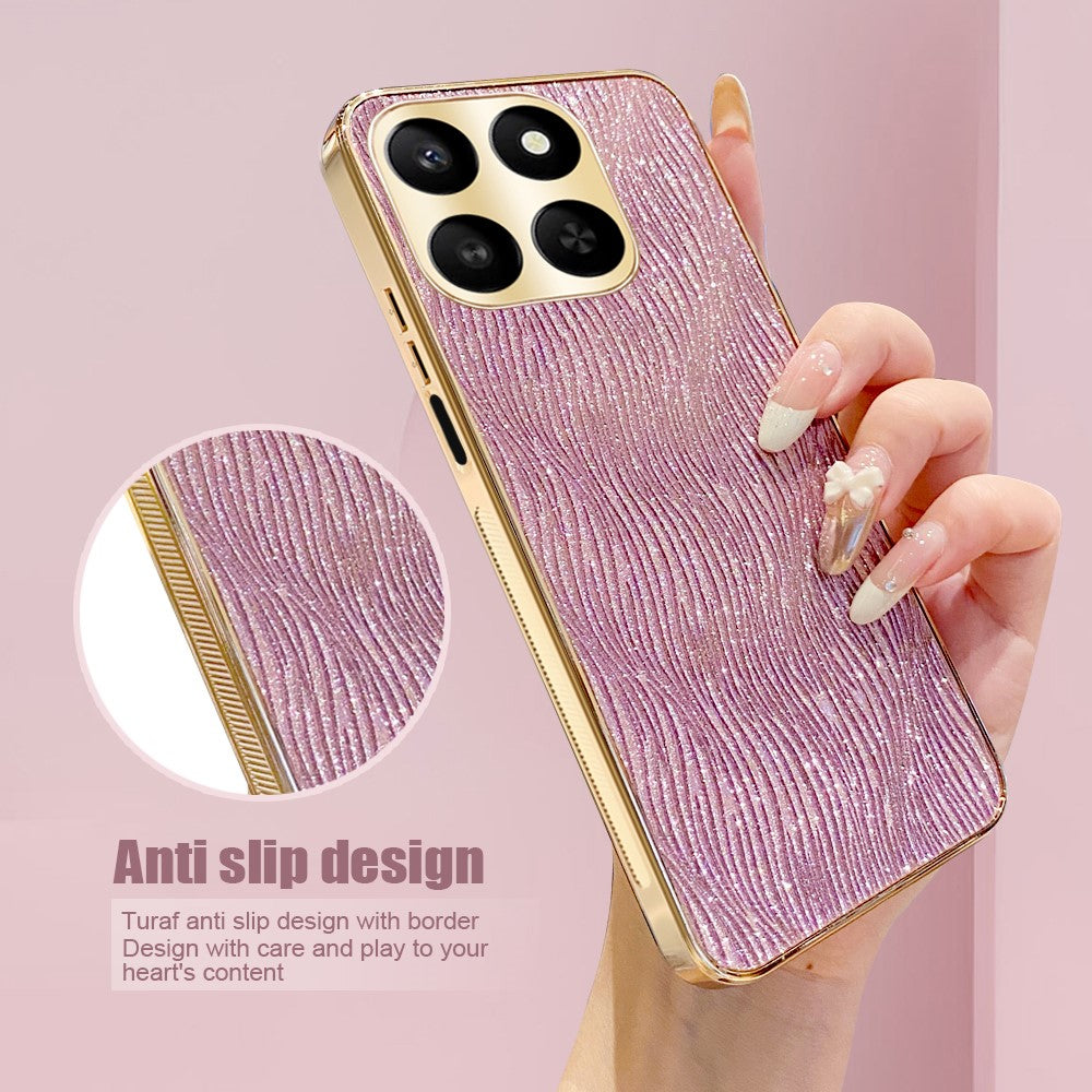 Telefoncover til Honor 400 Smart 4G / 400 Smart 5G / X7d 4G / X7d 5G Galvaniserende Ripple Tekstur PU + TPU + PC Bagcover