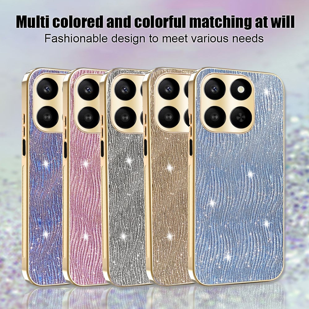 Telefoncover til Honor 400 Smart 4G / 400 Smart 5G / X7d 4G / X7d 5G Galvaniserende Ripple Tekstur PU + TPU + PC Bagcover