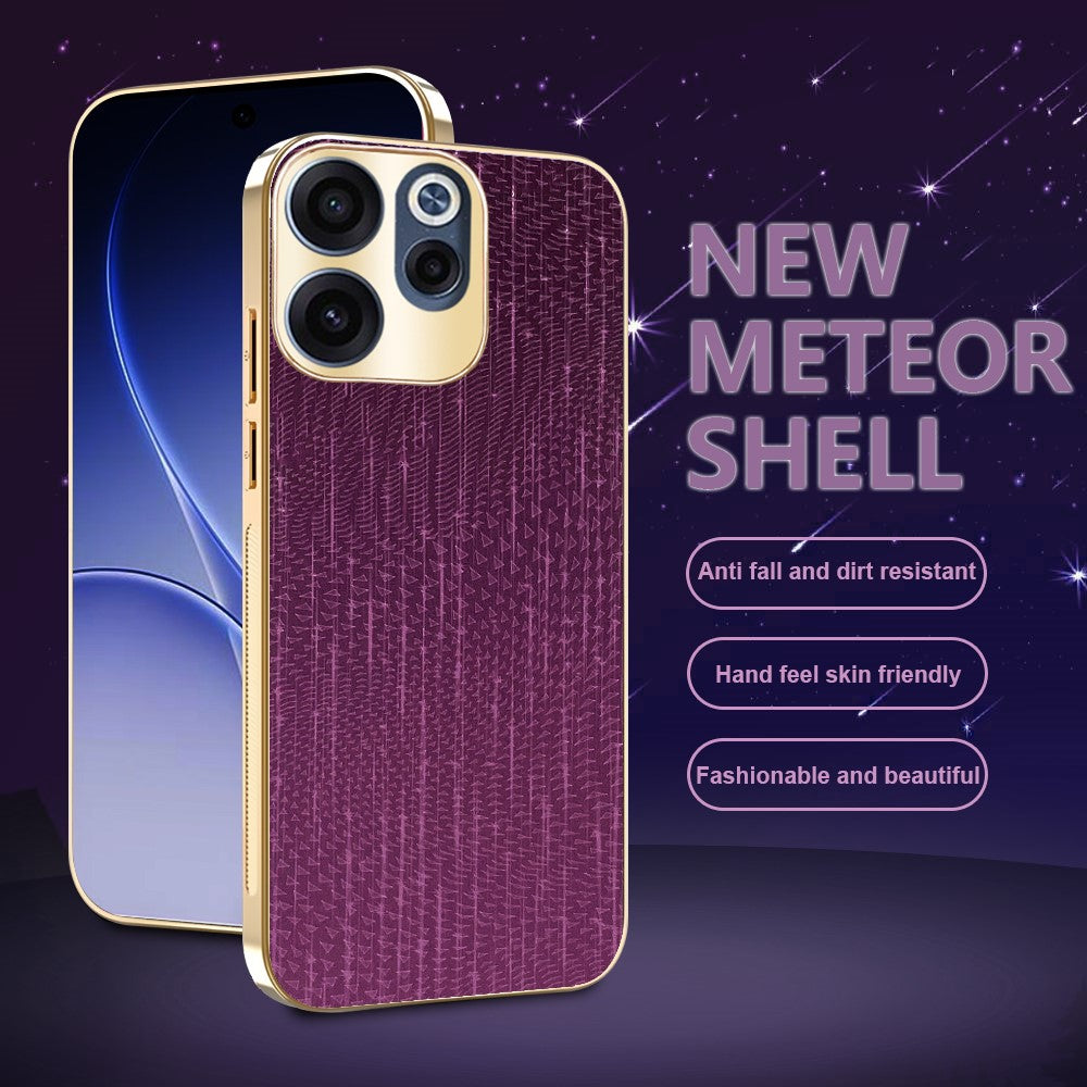 For Oppo Reno15 F 5G Case Electroplating Shooting Star Pattern PU + TPU + PC Phone Back Cover
