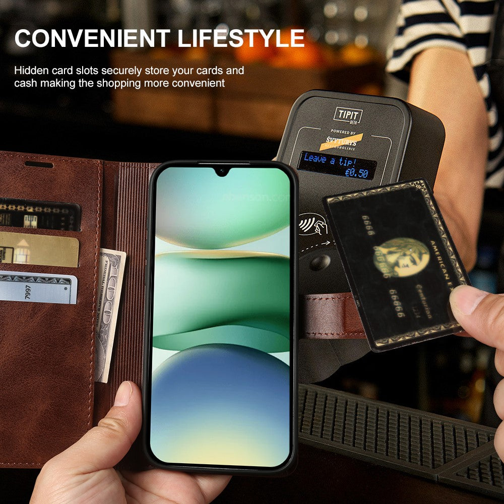 For Xiaomi Redmi A5 NFC (EU) (173.45mm) Case Stand Wallet Calf Texture PU Leather Flip Phone Cover