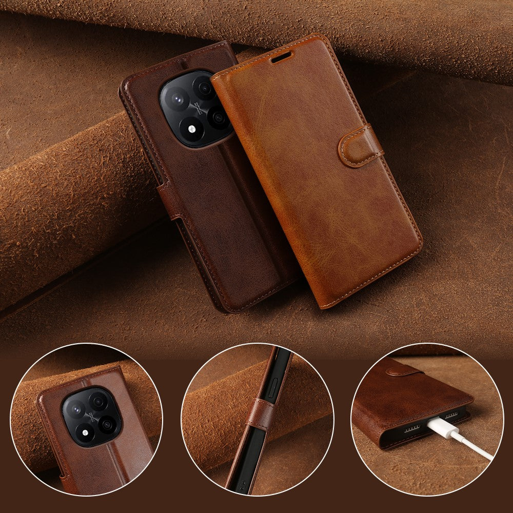 For Xiaomi Redmi Note 14 Pro 5G  /  Poco X7 5G Case Stand Wallet Calf Texture PU Leather Flip Phone Cover
