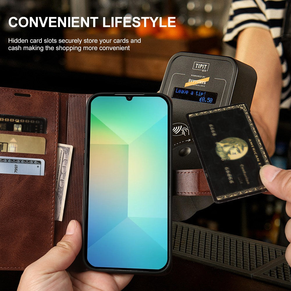 Samsung Galaxy A06 4G / A06 5G Fodral Stativ Plånbok Kalvstruktur PU Läder Flip mobilskal
