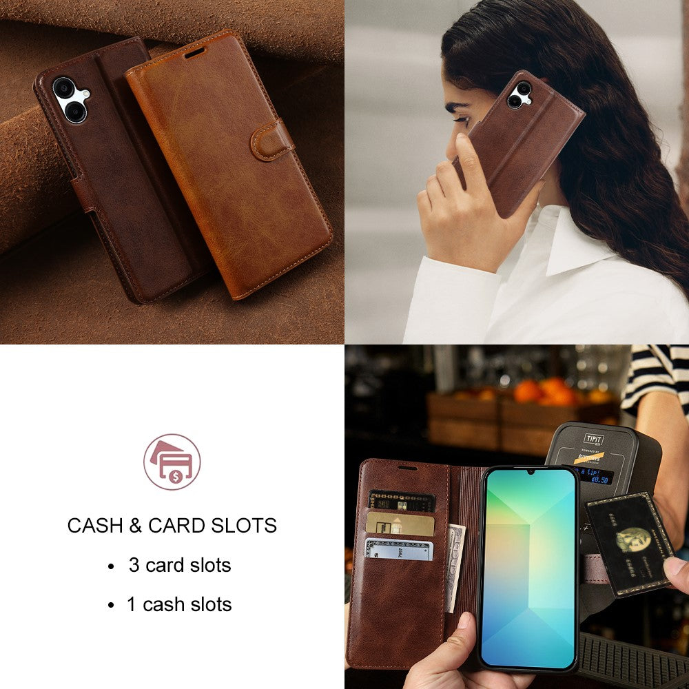 Samsung Galaxy A06 4G / A06 5G Fodral Stativ Plånbok Kalvstruktur PU Läder Flip mobilskal
