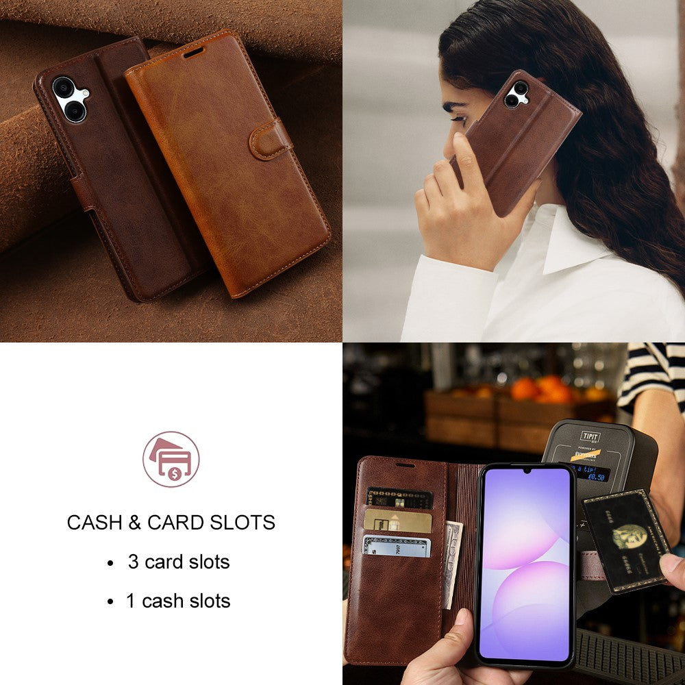 Til Samsung Galaxy A08 5G / A08 4G / A07 5G Etui Standpung Kalvetekstur PU Læder Flip Telefoncover