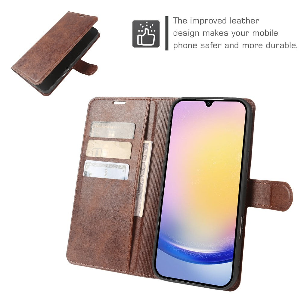 For Samsung Galaxy A25 5G (Global) (161mm) Case Stand Wallet Calf Texture PU Leather Flip Phone Cover