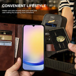 For Samsung Galaxy A25 5G (Global) (161mm) Case Stand Wallet Calf Texture PU Leather Flip Phone Cover