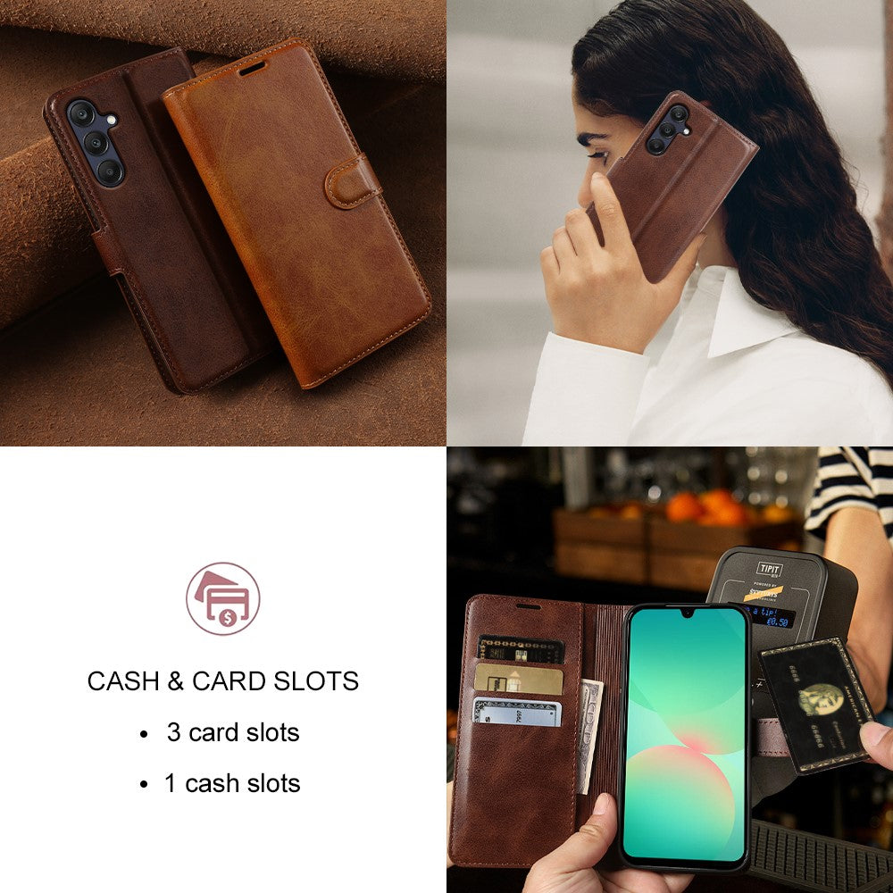 For Samsung Galaxy A26 5G Case Stand Wallet Calf Texture PU Leather Flip Phone Cover
