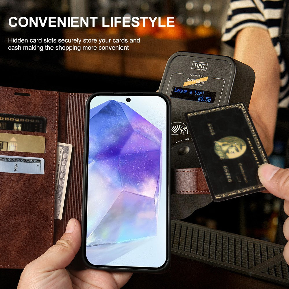 Til Samsung Galaxy A36 5G Etui Standpung Kalv Tekstur PU Læder Flip Telefon Cover