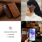 Til Samsung Galaxy A36 5G Etui Standpung Kalv Tekstur PU Læder Flip Telefon Cover