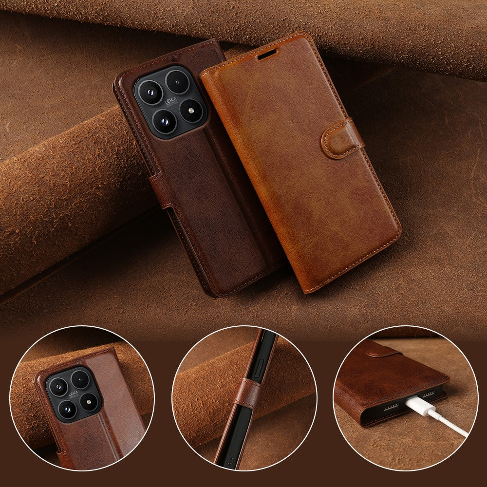 For Xiaomi 17 Case Stand Wallet Calf Texture PU Leather Flip Phone Cover