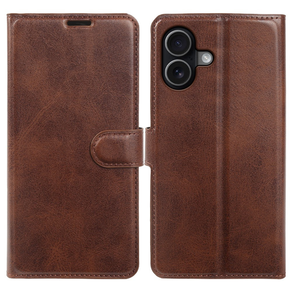 Til iPhone 16 Cover Stativ Pung Kalveskind Tekstur PU Læder Flip Telefoncover