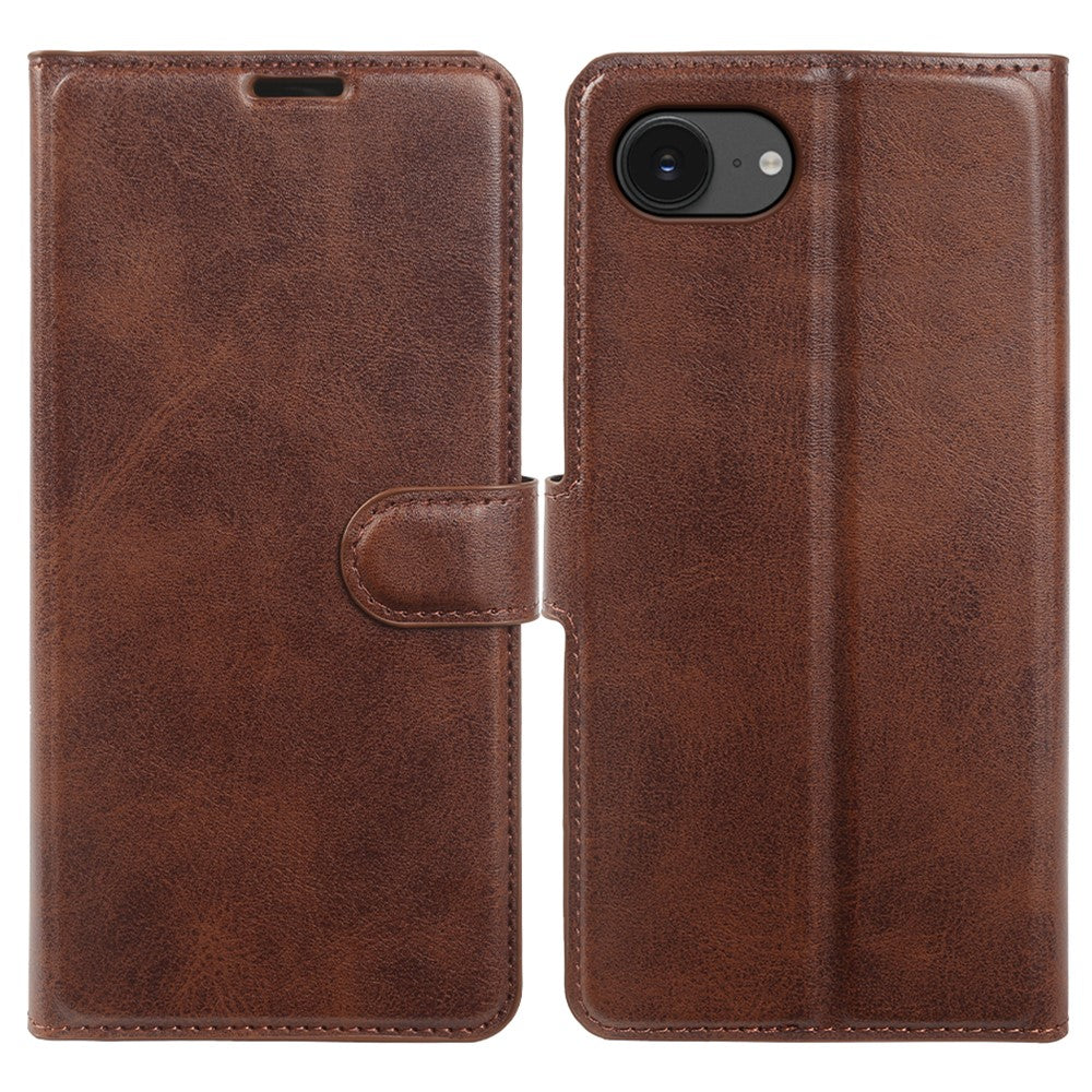 Til iPhone 17e / 16e Etui Stativ Pung Kalvelæder PU Læder Flip Telefoncover