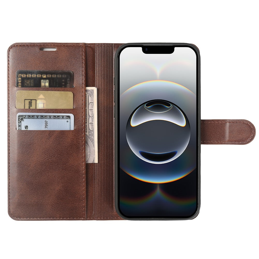 Til iPhone 17e / 16e Etui Stativ Pung Kalvelæder PU Læder Flip Telefoncover