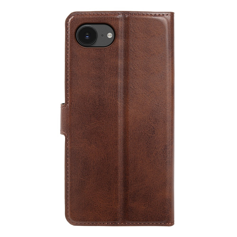 Til iPhone 17e / 16e Etui Stativ Pung Kalvelæder PU Læder Flip Telefoncover