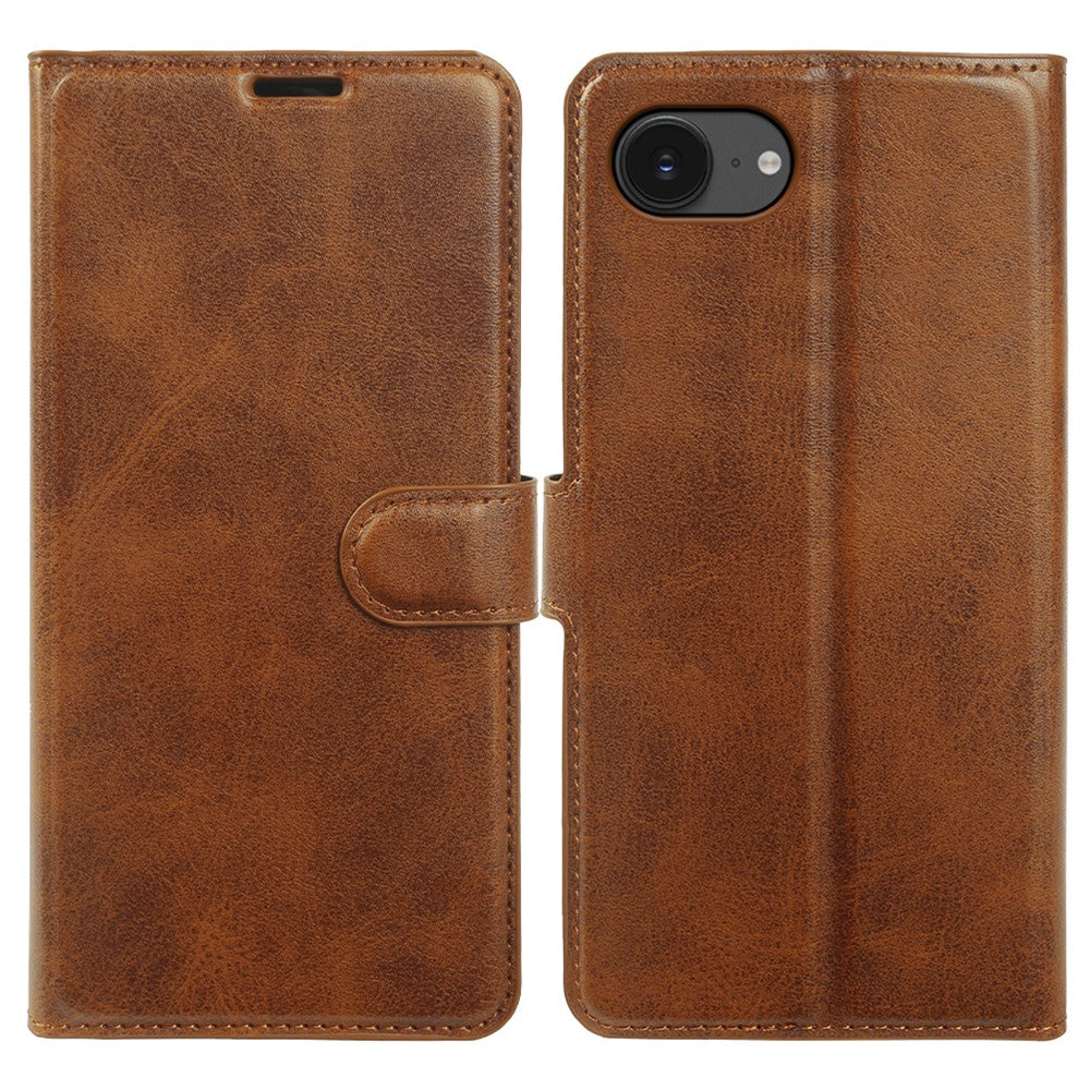 Til iPhone 17e / 16e Etui Stativ Pung Kalvelæder PU Læder Flip Telefoncover