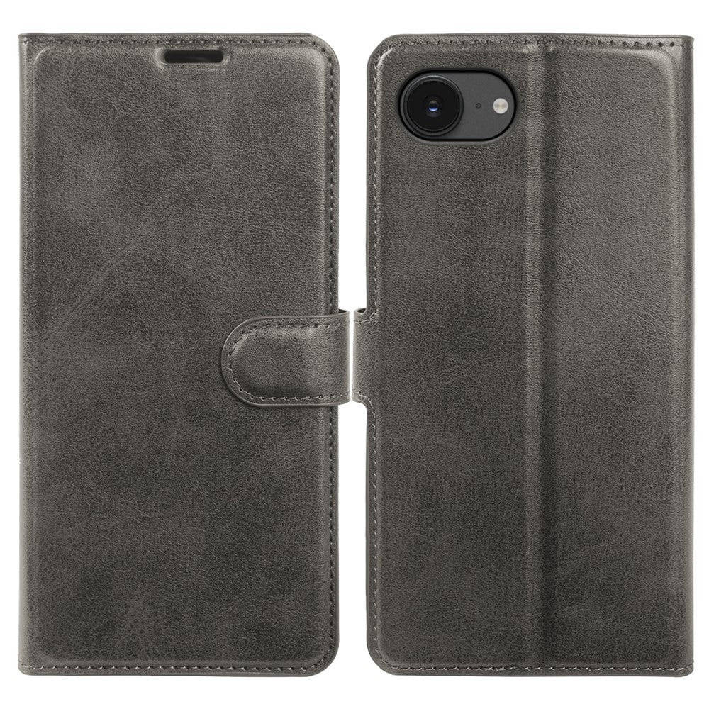 Til iPhone 17e / 16e Etui Stativ Pung Kalvelæder PU Læder Flip Telefoncover