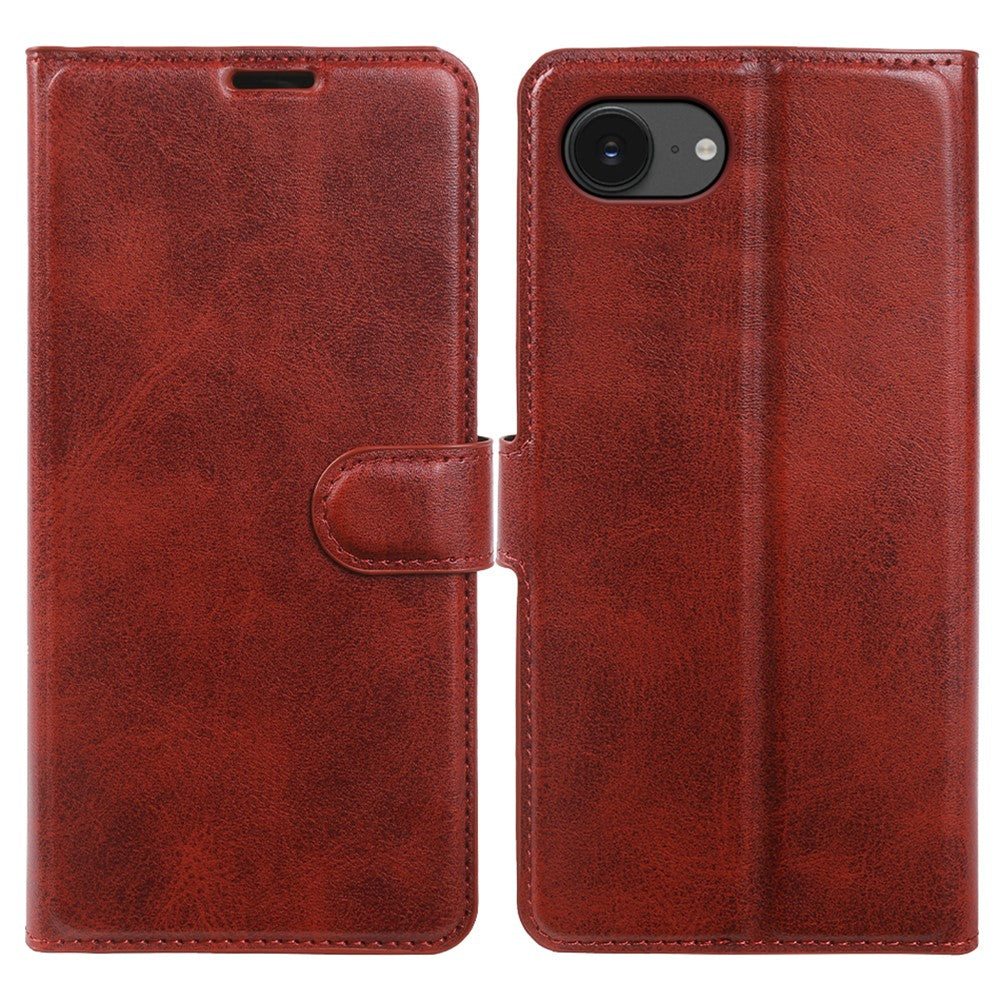 Til iPhone 17e / 16e Etui Stativ Pung Kalvelæder PU Læder Flip Telefoncover