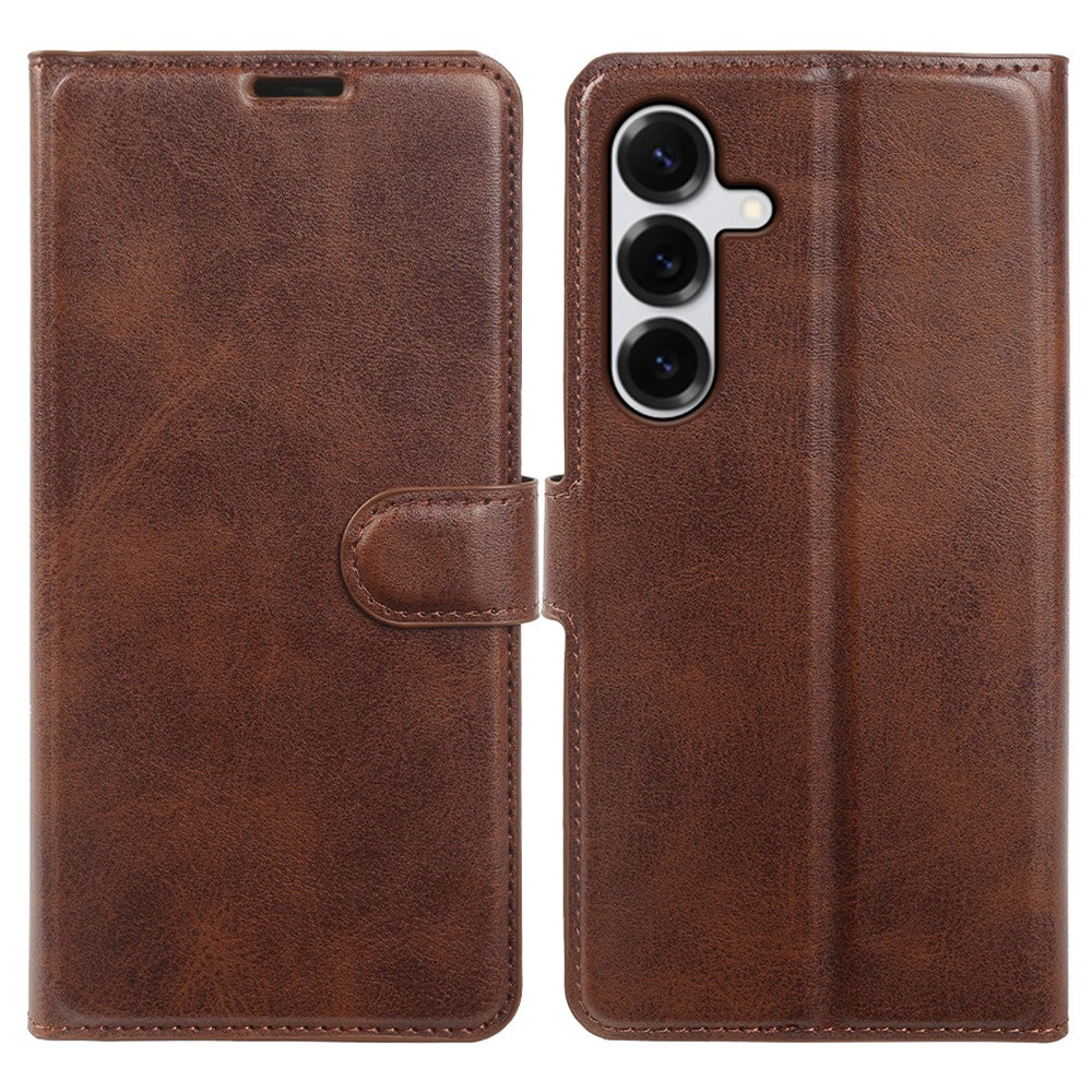 For Samsung Galaxy S25 Case Stand Wallet Calf Texture PU Leather Flip Phone Cover