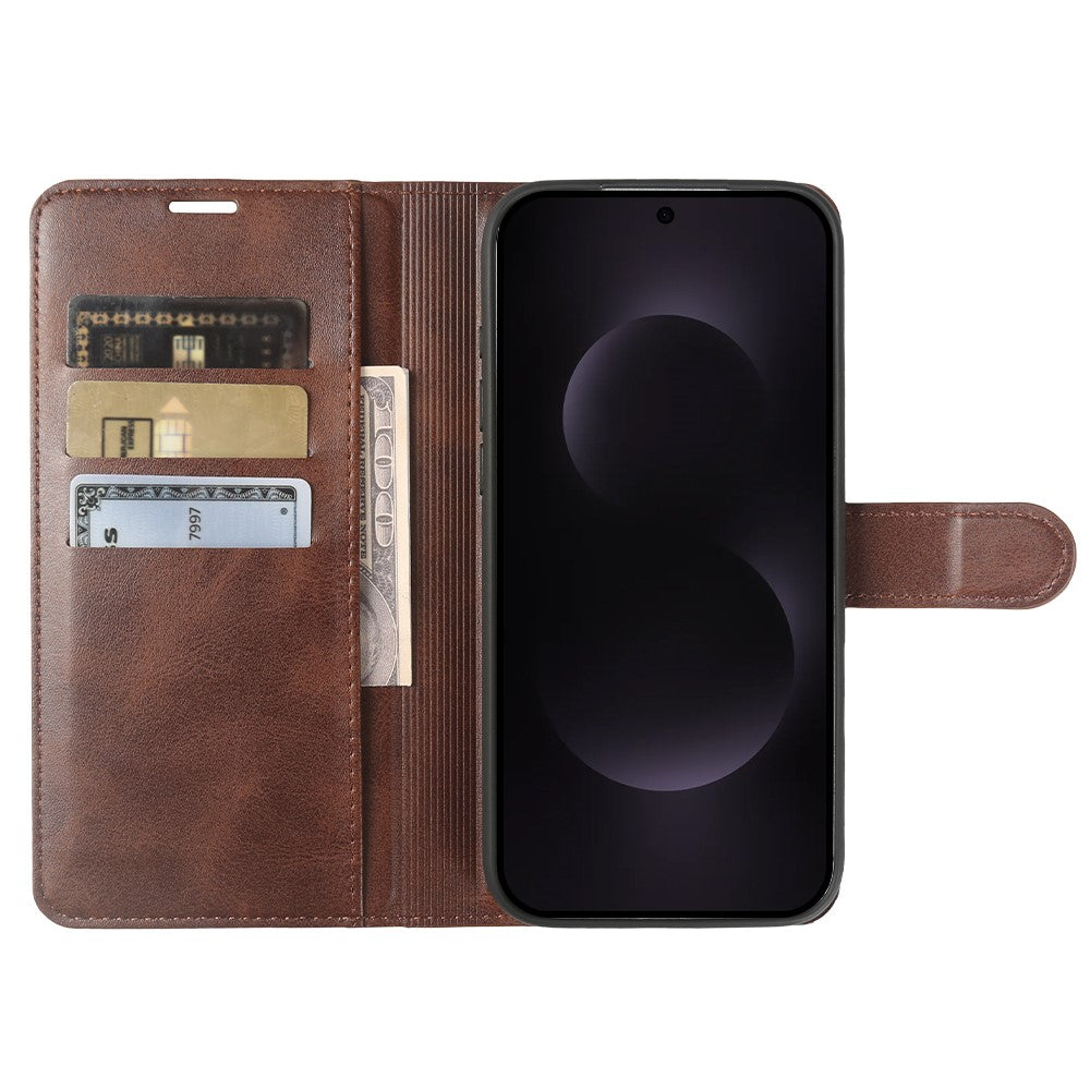 For Samsung Galaxy S25 Case Stand Wallet Calf Texture PU Leather Flip Phone Cover