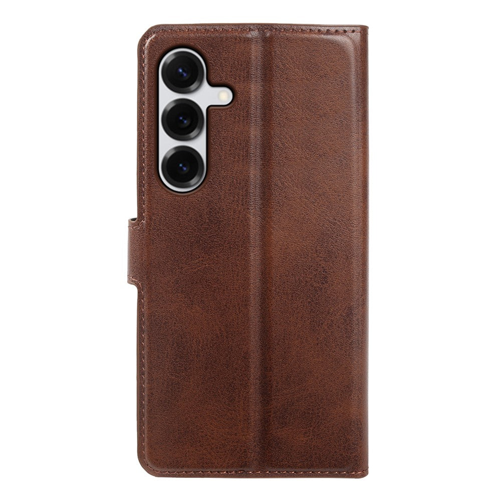 For Samsung Galaxy S25 Case Stand Wallet Calf Texture PU Leather Flip Phone Cover