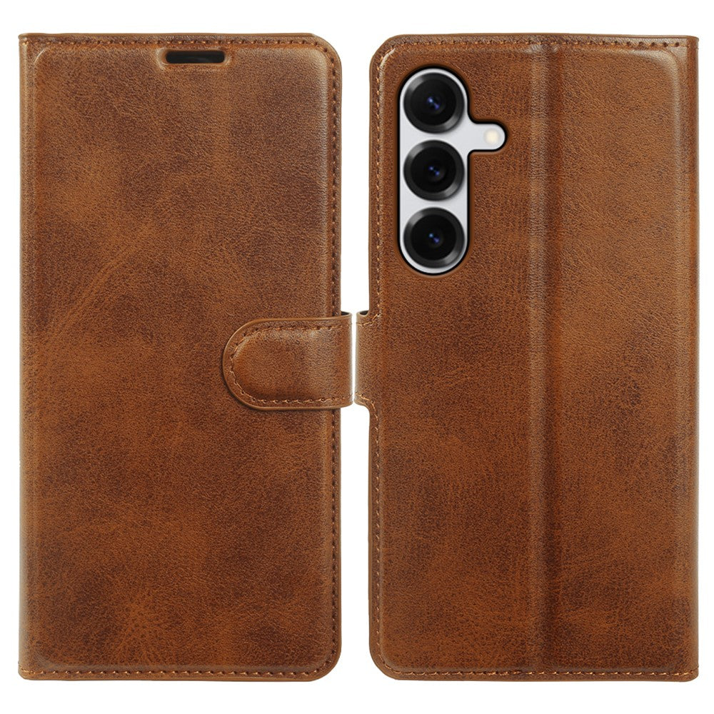 For Samsung Galaxy S25 Case Stand Wallet Calf Texture PU Leather Flip Phone Cover