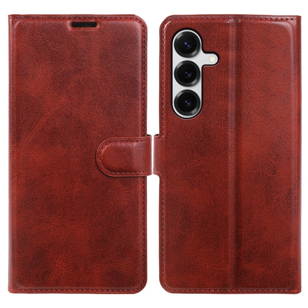 For Samsung Galaxy S25 Case Stand Wallet Calf Texture PU Leather Flip Phone Cover