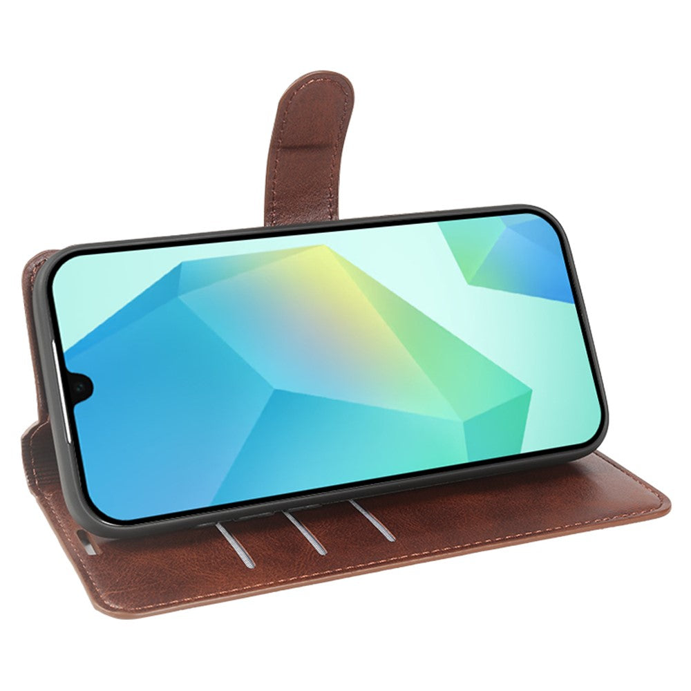 Til Samsung Galaxy A16 4G / A16 5G etui med stativ, pung, PU-læder flip cover med kalvetekstur