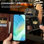 Til Samsung Galaxy A16 4G / A16 5G etui med stativ, pung, PU-læder flip cover med kalvetekstur