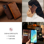 Til Samsung Galaxy A16 4G / A16 5G etui med stativ, pung, PU-læder flip cover med kalvetekstur