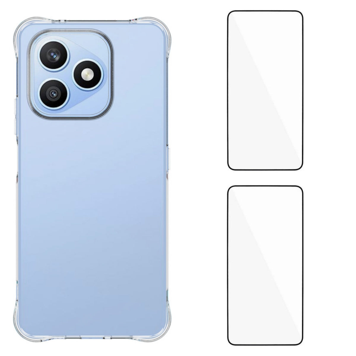 WANLONFENG For Honor X8d 4G  WL2 Series TPU Case 2.0mm Phone Cover with 2Pcs Tempered Glass Films
