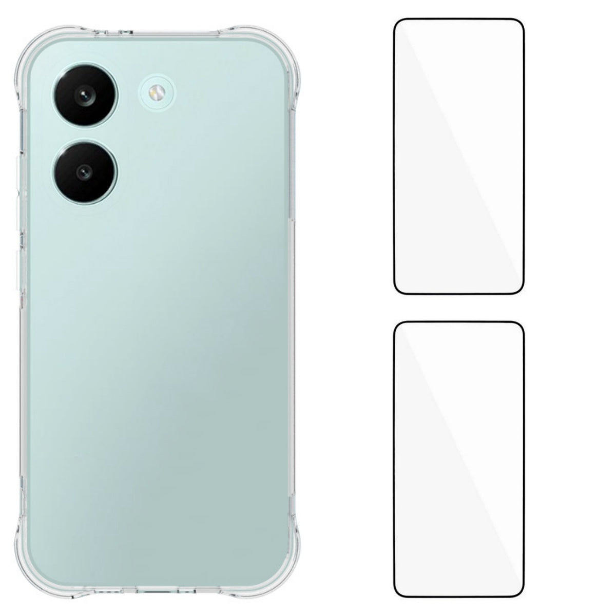 WANLONFENG For Xiaomi Redmi Turbo 5 5G  WL2 Series TPU Case 2.0mm Phone Cover with 2Pcs Tempered Glass Films
