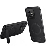 WANLONFENG For Honor X8d 4G QT Series Magnetic Case Kickstand Carbon Fiber Texture PC TPU Phone Cover