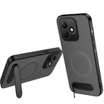 WANLONFENG For Honor X8d 4G QT Series Magnetic Case Kickstand Carbon Fiber Texture PC TPU Phone Cover