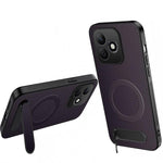 WANLONFENG For Honor X8d 4G QT Series Magnetic Case Kickstand Carbon Fiber Texture PC TPU Phone Cover