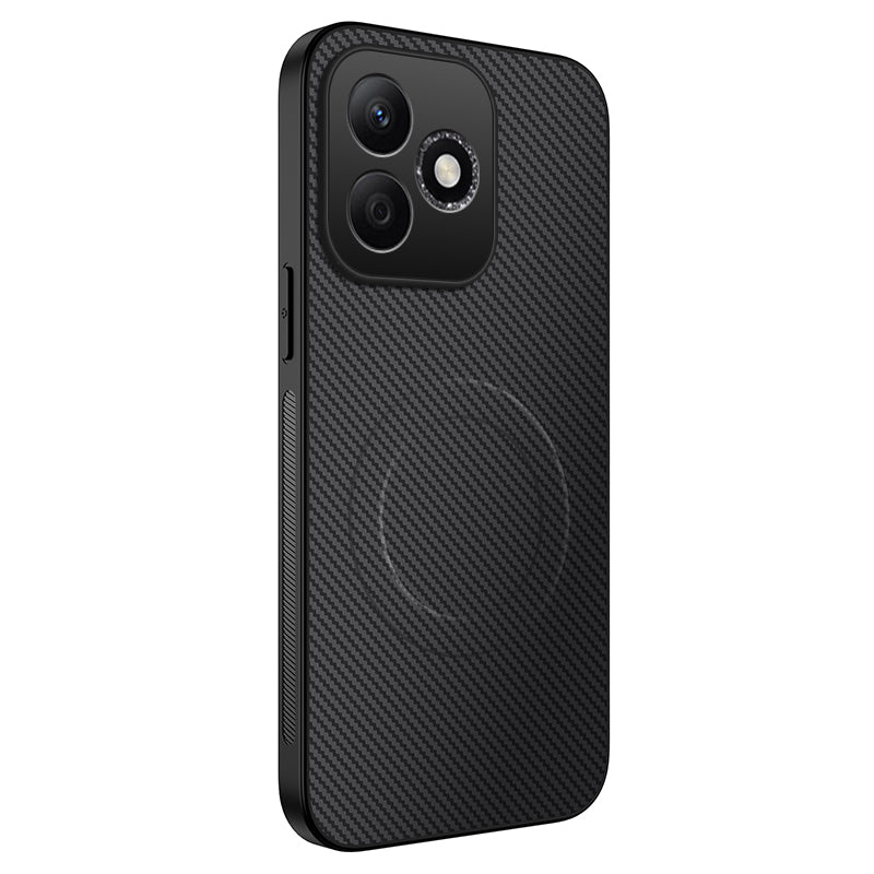 WANLONFENG For Honor X8d 4G TQ Series Magnetic Case Carbon Fiber Texture PC TPU Phone Cover