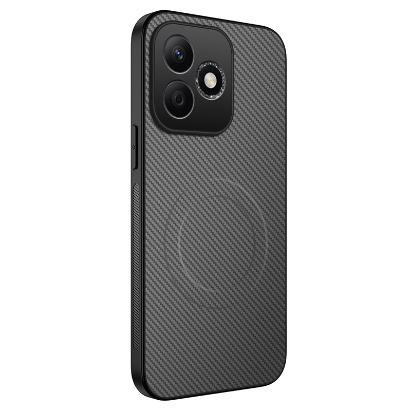 WANLONFENG For Honor X8d 4G TQ Series Magnetic Case Carbon Fiber Texture PC TPU Phone Cover