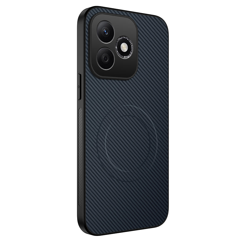 WANLONFENG For Honor X8d 4G TQ Series Magnetic Case Carbon Fiber Texture PC TPU Phone Cover