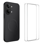 WANLONFENG För Xiaomi Redmi Turbo 5 Max 5G TQ1-serien Magnetiskt skal Kolfiberstruktur PC TPU mobilskal med 2 st. skärmfilmer