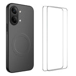 WANLONFENG För Xiaomi Redmi Turbo 5 Max 5G TQ1-serien Magnetiskt skal Kolfiberstruktur PC TPU mobilskal med 2 st. skärmfilmer