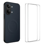 WANLONFENG För Xiaomi Redmi Turbo 5 Max 5G TQ1-serien Magnetiskt skal Kolfiberstruktur PC TPU mobilskal med 2 st. skärmfilmer