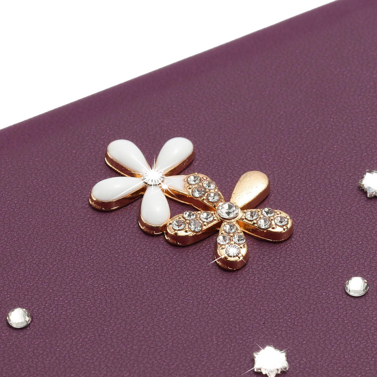 Oppo Reno15 F 5G Skal Pärlor Hjärta Diamant Blomdekor Läder Plånbok mobilskal med Handledsrem