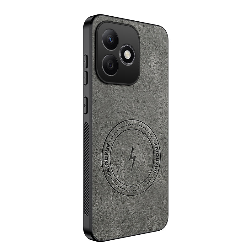 WANLONFENG For Honor X8d 4G  SD1 Series Magnetic Case Nappa Texture PC TPU Phone Cover