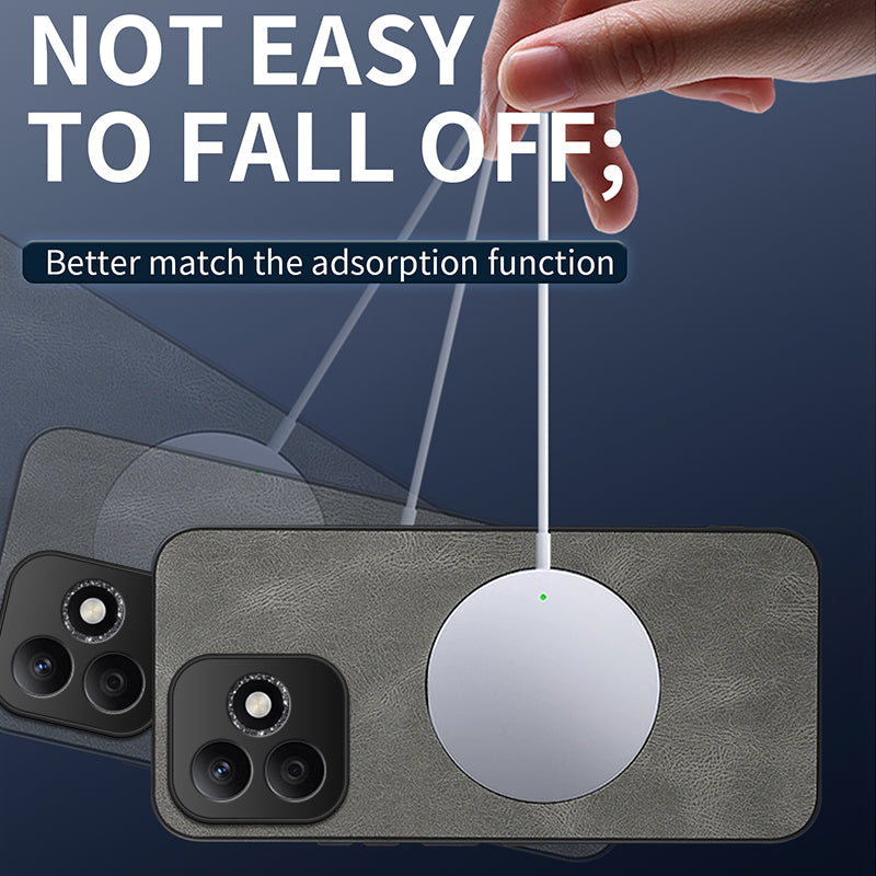 WANLONFENG For Honor X8d 4G  SD1 Series Magnetic Case Nappa Texture PC TPU Phone Cover