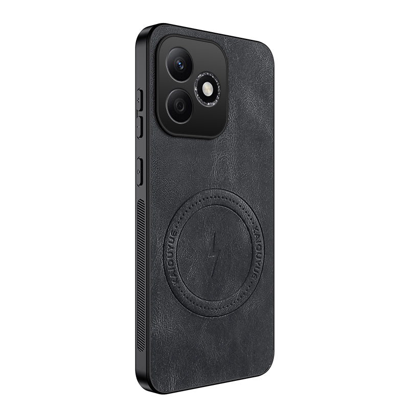 WANLONFENG For Honor X8d 4G  SD1 Series Magnetic Case Nappa Texture PC TPU Phone Cover