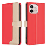BINFEN COLOR For Honor 600 Lite 5G  Leather Case Splicing Color RFID Blocking Wallet Stand Phone Cover