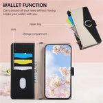 Wallet Case for Xiaomi Poco X7 Pro 5G / Redmi Turbo 4 5G Triangular Splicing Zipper Leather Flip Cover with Wrist Strap