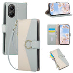 Wallet Case for Xiaomi Poco X7 Pro 5G / Redmi Turbo 4 5G Triangular Splicing Zipper Leather Flip Cover with Wrist Strap