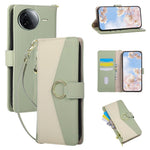 Wallet Case for Xiaomi Poco F7 Ultra 5G  /  Redmi K80 Pro 5G Triangular Splicing Zipper Leather Flip Cover with Wrist Strap